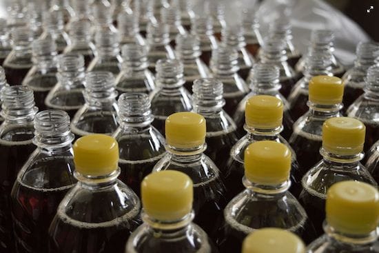 bottles in production at plant